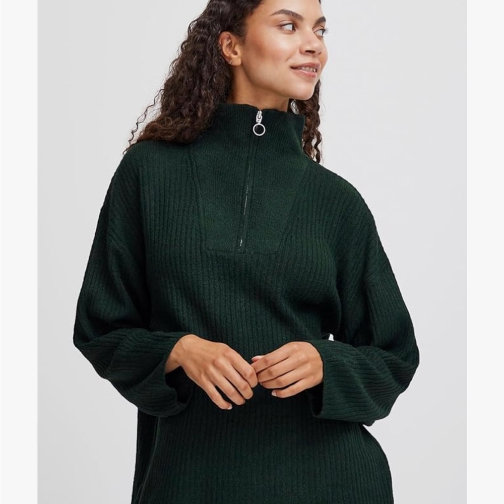 Women's Brown Half-Zip Sweater